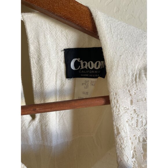 Choon California Made in USA Lace Fringe Cropped Top Size12 100% Cotton Top Fest - Picture 7 of 14